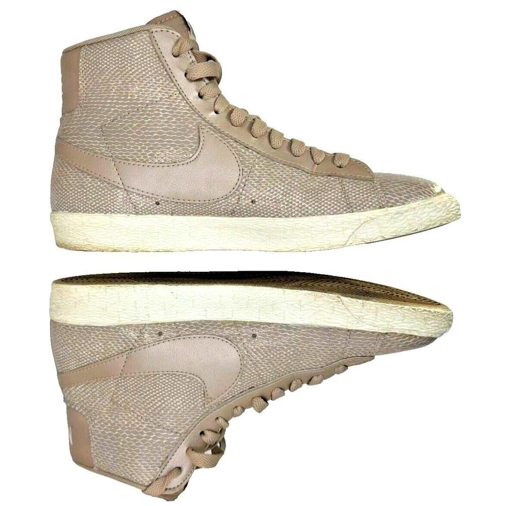 Nike Blazer Mid Premium Womens 8.5 Light Bone Snakeskin Sneakers Sporty